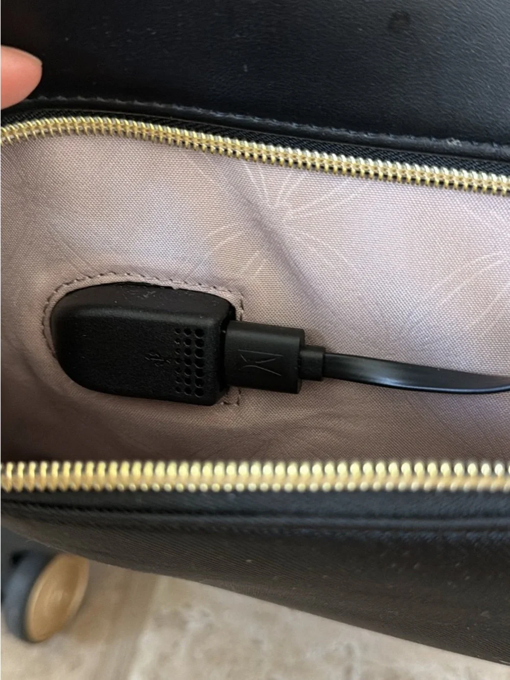 Samsonite Black Carry-On Rolling Travel Tote with Gold Accents